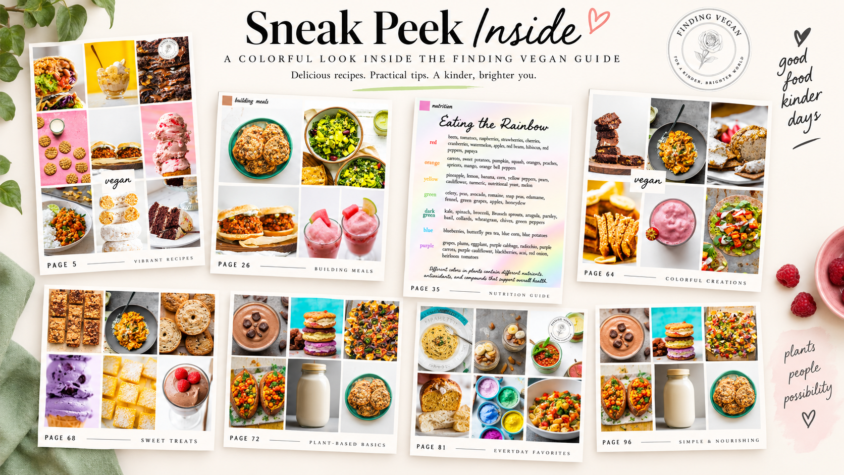 Sneak peek inside the Finding Vegan guide — recipe and nutrition pages