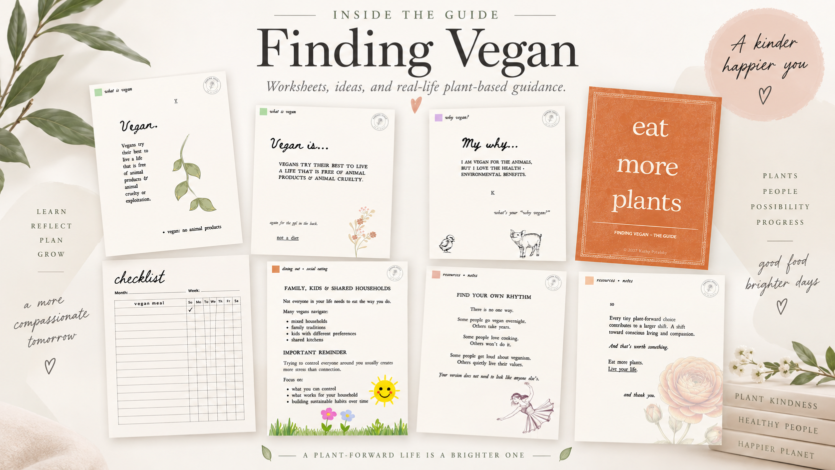 Inside the Finding Vegan guide — worksheets, ideas, and real-life guidance